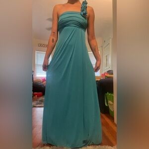 Elegant Teal One-Shoulder Prom Dress